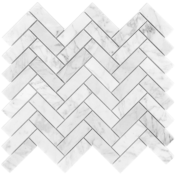 Carrara Herringbone 1x3 Polished Marble Mosaic Tile