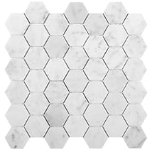 Carrara 2" Hexagon Polished Marble Mosaic Tile