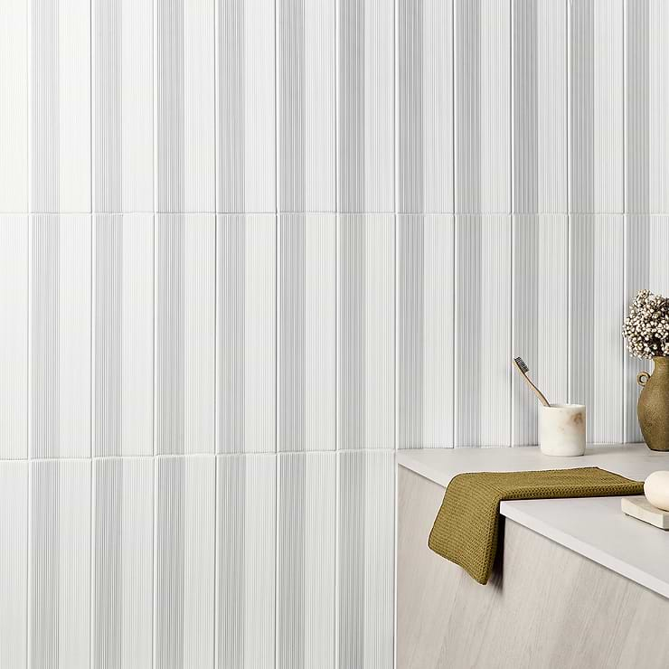 Kinzie Concave White 4x16 3D Matte Ceramic Tile