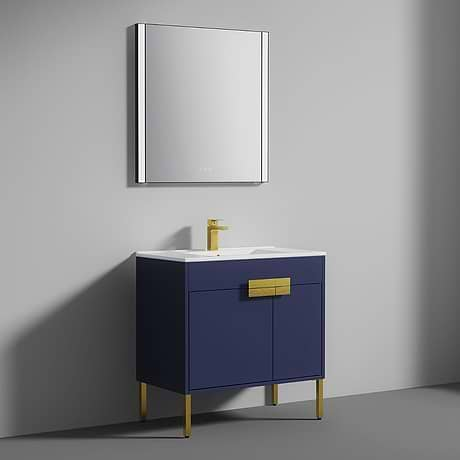 Portofino 36'' Navy Blue Vanity And Counter