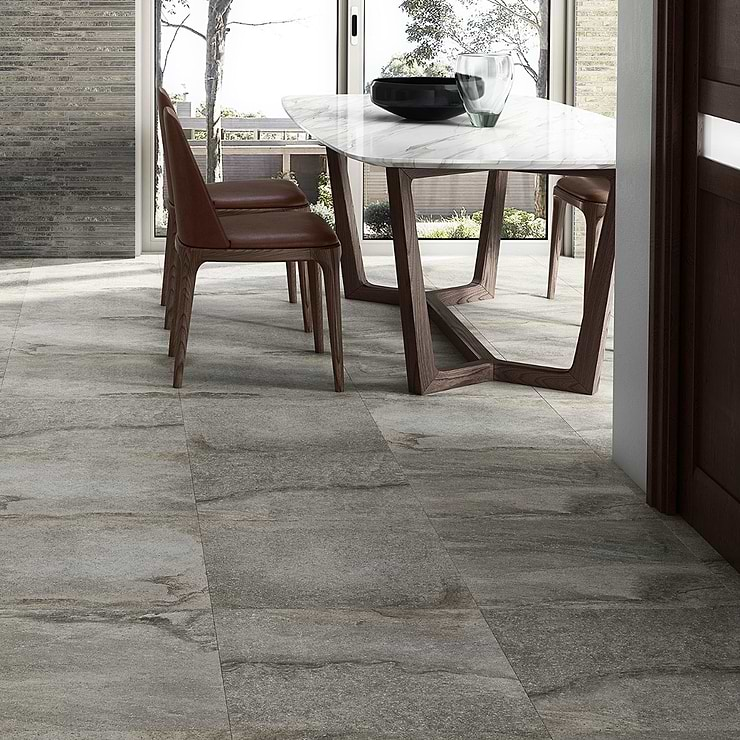 Acadia Slate Gray 24x48 Quartz Look Matte Porcelain Tile