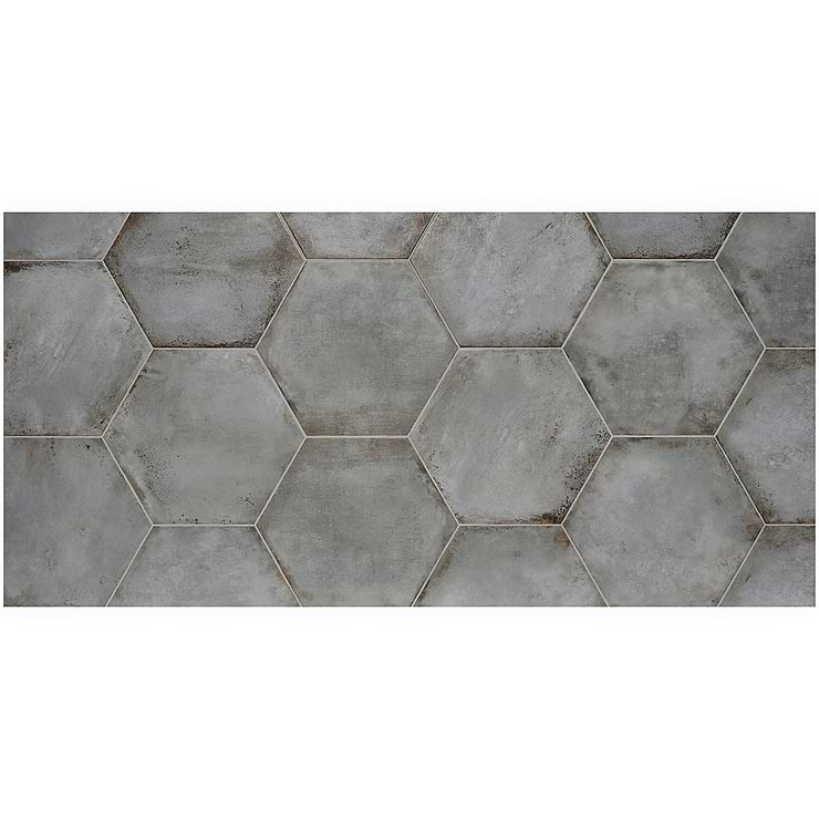 Angela Harris Flatiron Gray 20" Large  Hexagon Matte Porcelain Tile