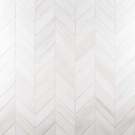 Bianco Dolomite White 3x12 Chevron Premium Honed Marble Tile