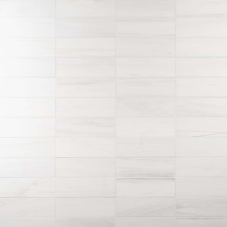 Bianco Dolomite White 4x12 Premium Honed Marble Tile