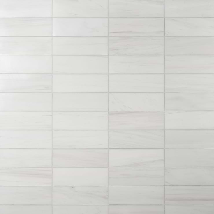 Bianco Dolomite White 4x12 Premium Polished Marble Tile