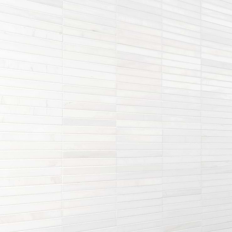 Bianco Dolomite White 1x6 Stacked Premium Honed Marble Mosaic Tile