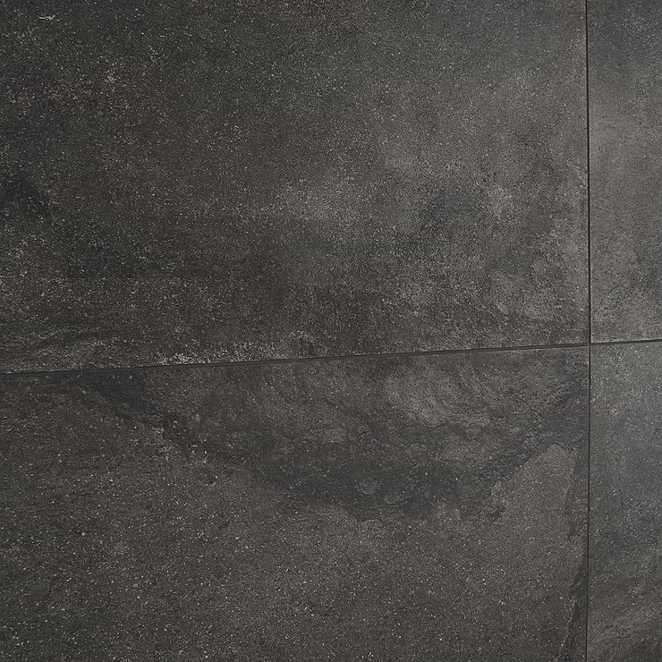 Acadia Charcoal Black 24x48 Limestone Look Matte Porcelain Tile