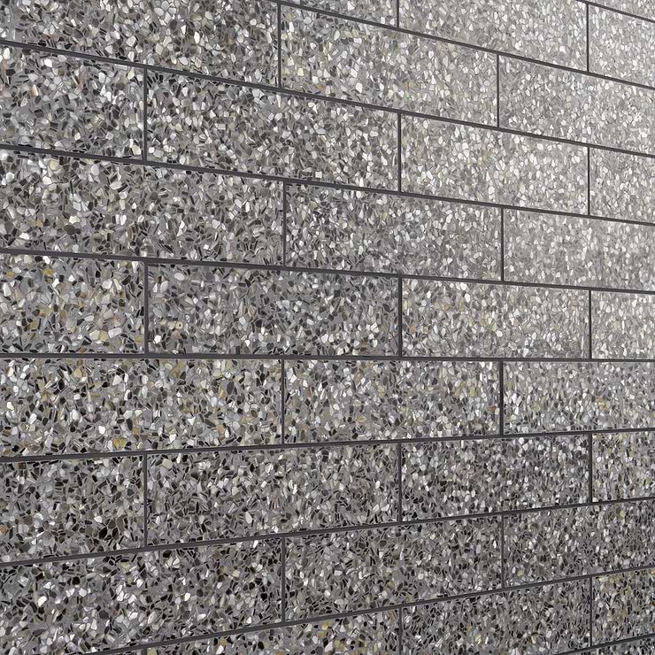 Reef Gray 3x12 Polished Pearl Terrazzo Subway Tile
