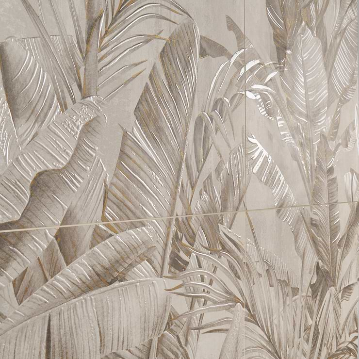 Art Gallery by Paula Purroy Golden Field Ivory Gray and White 24x48 Artisan Decor Matte Porcelain Tile