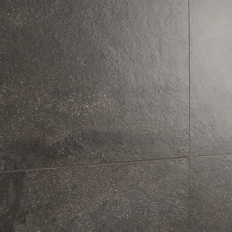 Acadia Charcoal Black 24x24 Limestone Look Matte Porcelain Tile