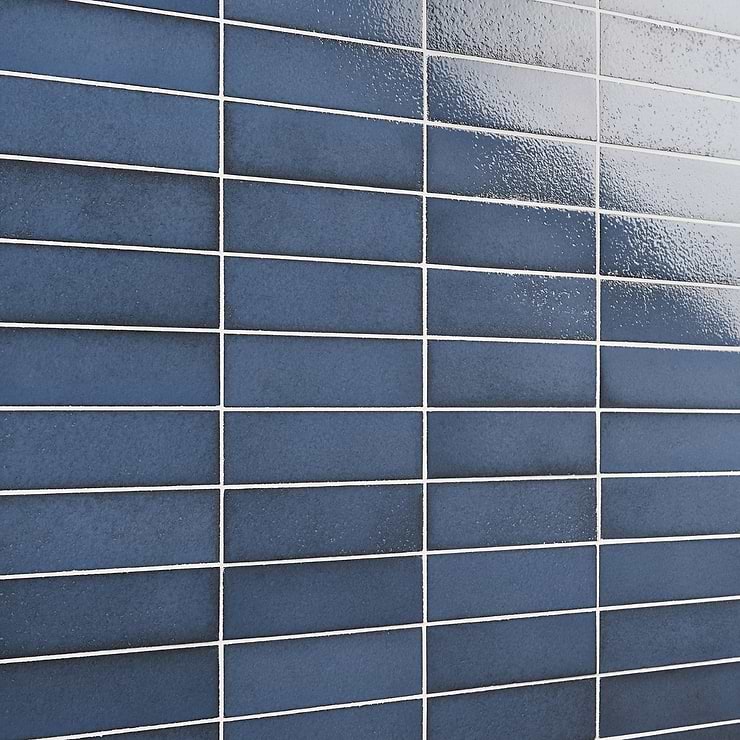 Color One Steel Blue 2x8 Glossy Lava Stone Tile