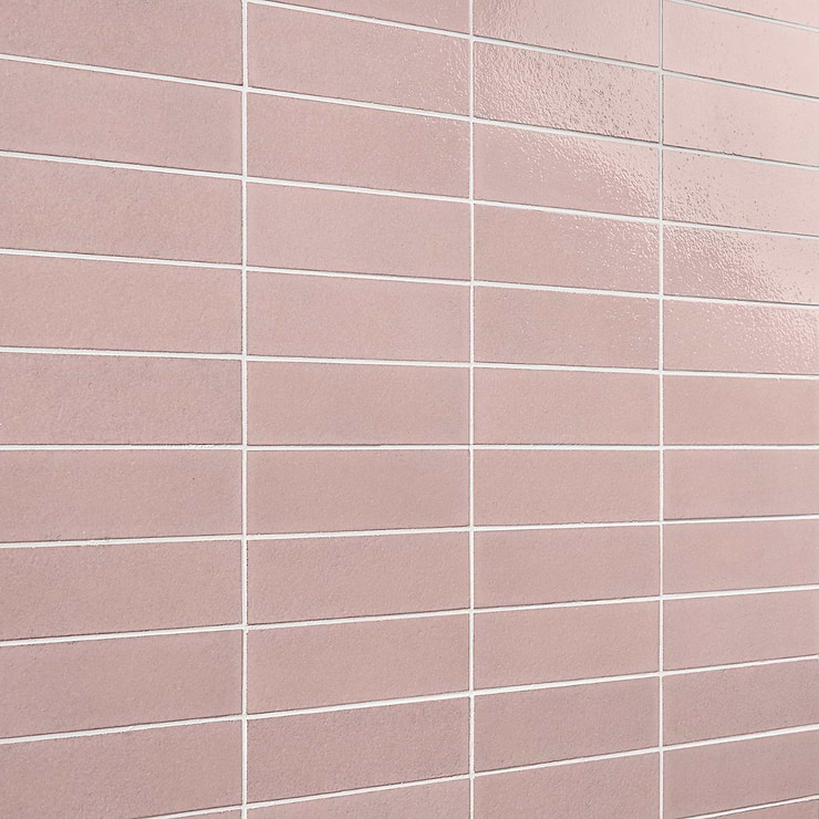 Color One Blush Pink 2x8 Glossy Lava Stone Tile 
