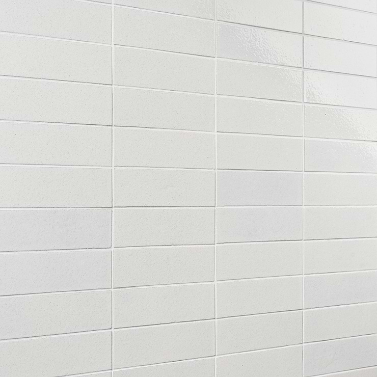 Color One Cotton White 2x8 Glossy Lava Stone Tile