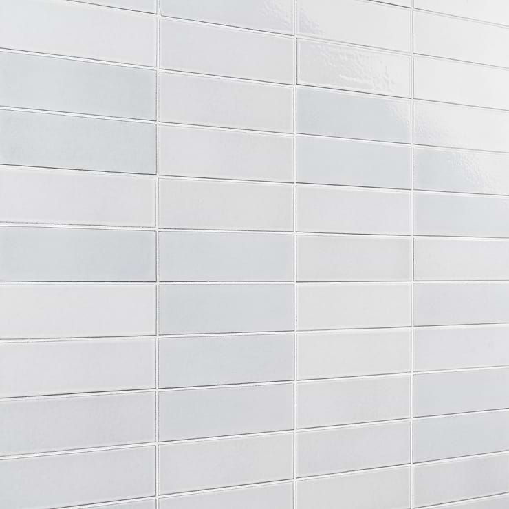 Color One Milk White 2x8 Glossy Lava Stone Tile