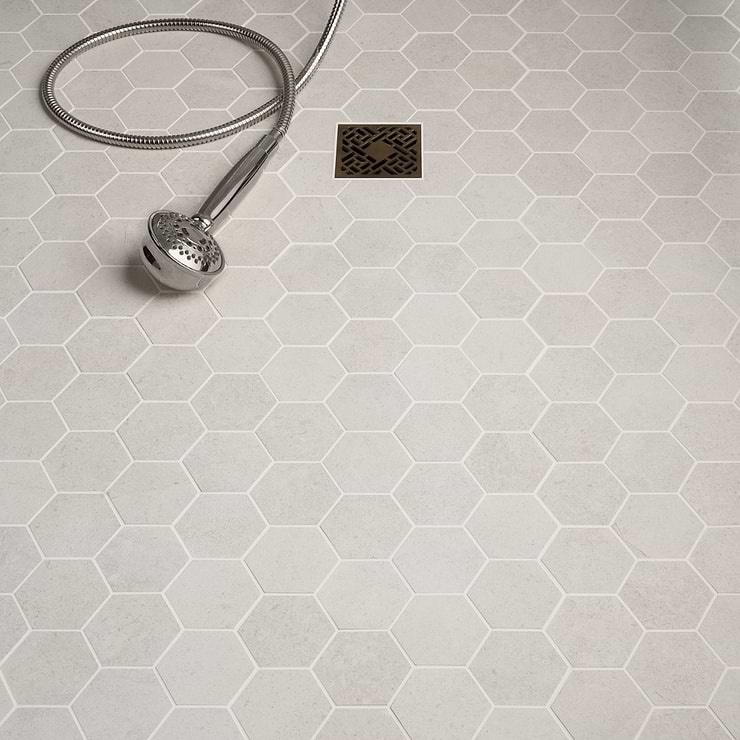 New Rock Perla White 3" Hex Limestone Look Matte Porcelain Mosaic Tile