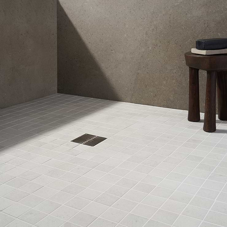 New Rock Perla White 2x2 Limestone Look Matte Porcelain Mosaic Tile