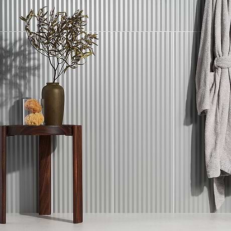 Mod Lunar Gray 12x36 3D Fluted Matte Ceramic Tile 
