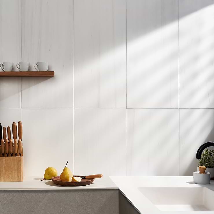 Bianco Dolomite White 12x24 Premium Honed Marble Tile