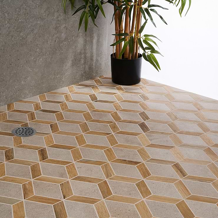 Eternal Diamond Birch Matte Porcelain Wood Look Mosaic Tile