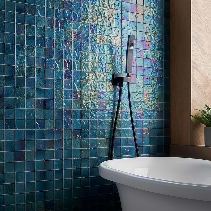 Splash Tropical Blue 2x2 Polished Glass Mosaic Tile