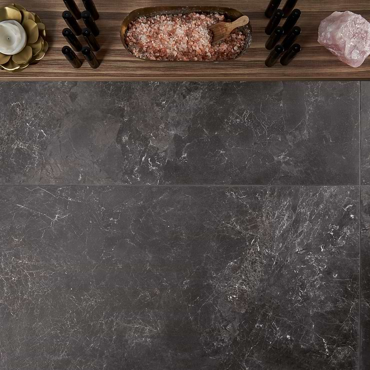 Marmo Perfetto Nero Black 24x48 Semi-Polished Porcelain Tile