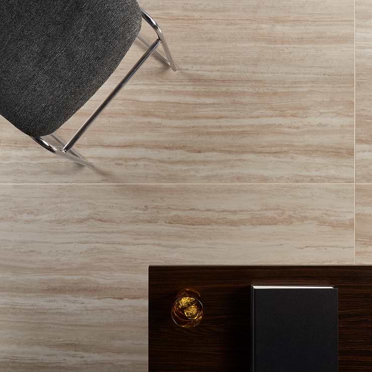 Nashville Beige 24x48 Travertine Look Polished Porcelain Tile