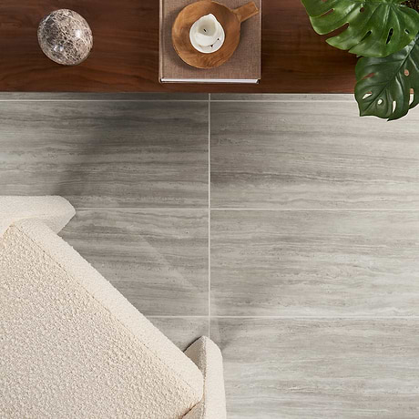 Nashville Gray 12x24 Travertine Look Polished Porcelain Tile