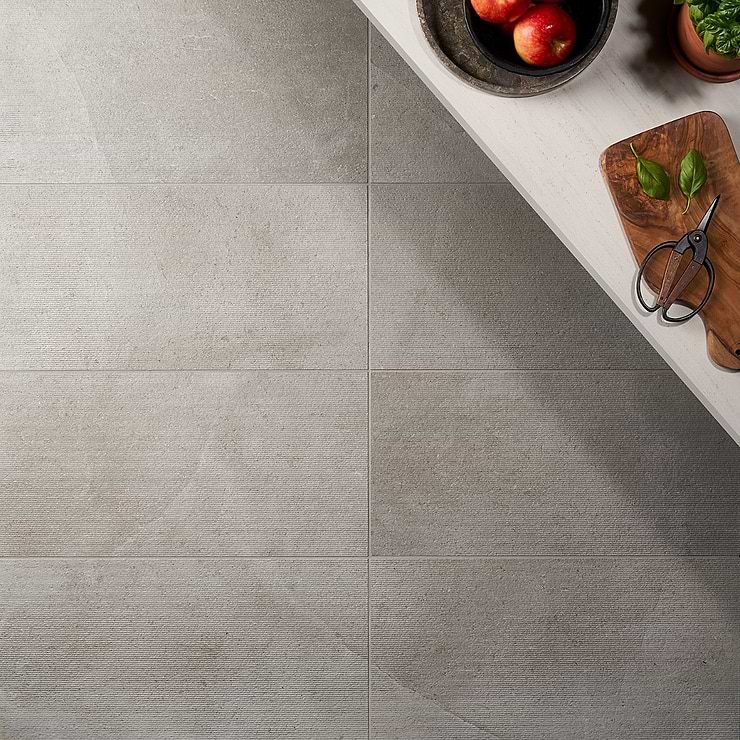 New Rock Fumo Light Gray 12x24 Chiseled Limestone Look Matte Porcelain Tile 