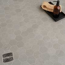 New Rock Fumo Light Gray 3" Hex Limestone Look Matte Porcelain Mosaic Tile