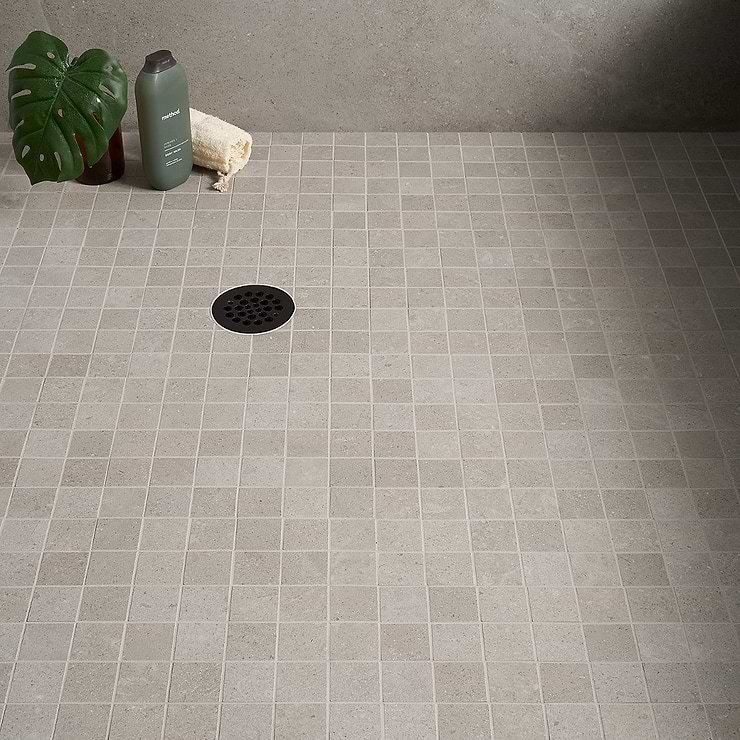 New Rock Fumo Light Gray 2x2 Limestone Look Matte Porcelain Mosaic Tile