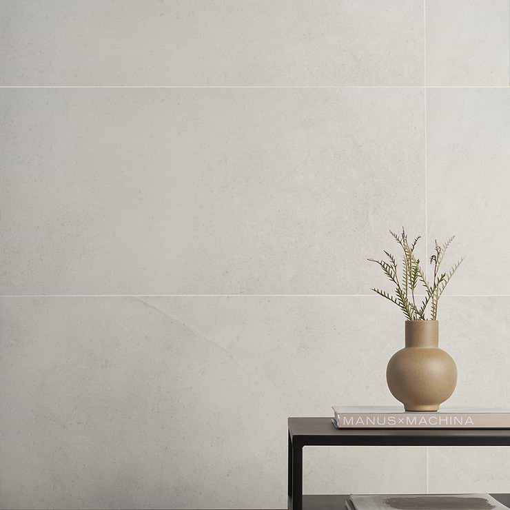 New Rock Perla White 24x48 Limestone Look Matte Porcelain Tile