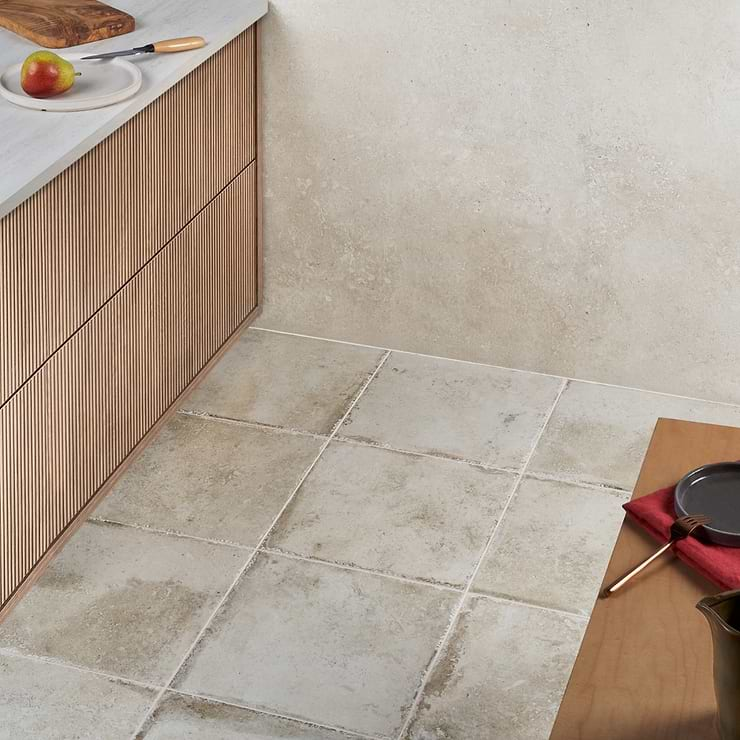 Seville Olimpia White 12x12 Travertine Look Matte Porcelain Tile