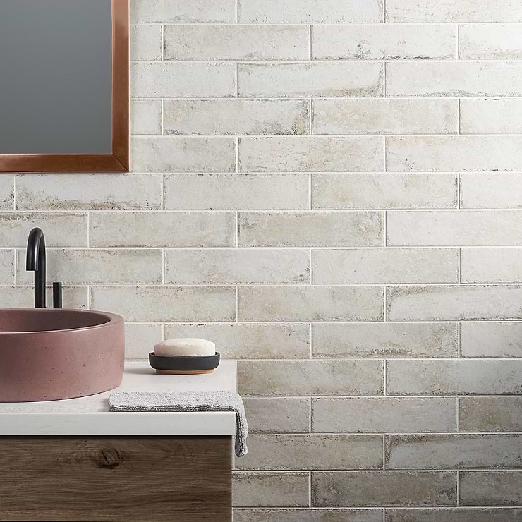Seville Olimpia White 3x12 Travertine Look Matte Porcelain Tile