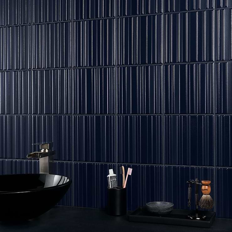 Sydney Blue 8x16 3D Glossy and Matte Mixed Finish Ceramic Tile