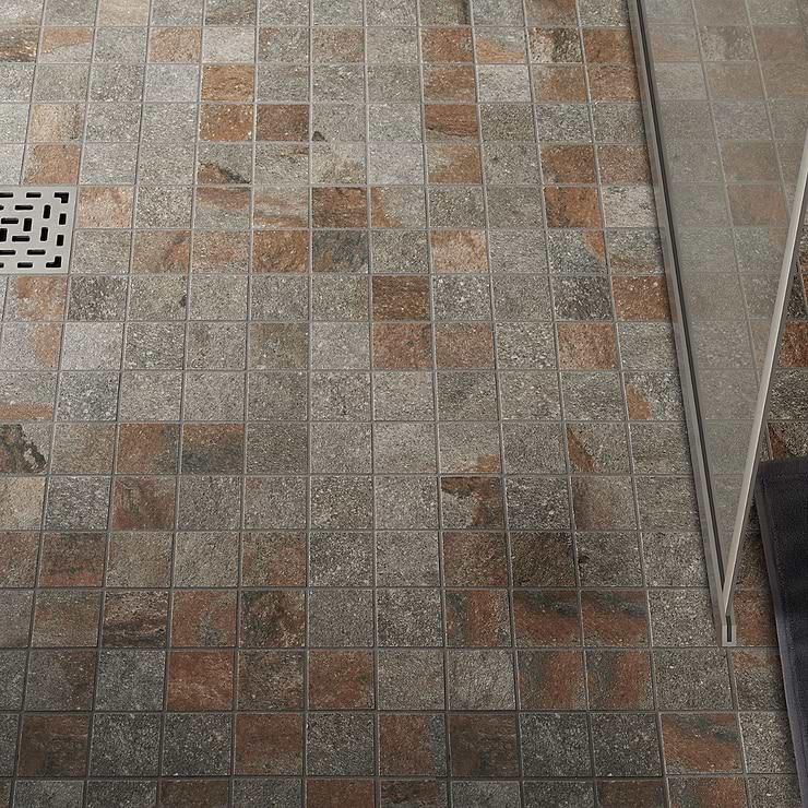 Acadia Iron Gray 2x2 Slate Look Matte Porcelain Mosaic Tile