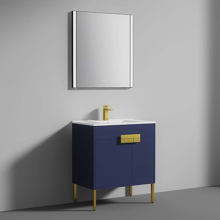 Portofino 30'' Navy Blue Vanity And Counter