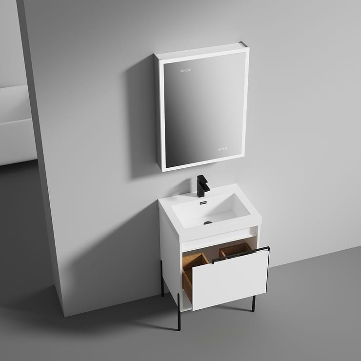 Kaleb 24'' White Vanity and Counter