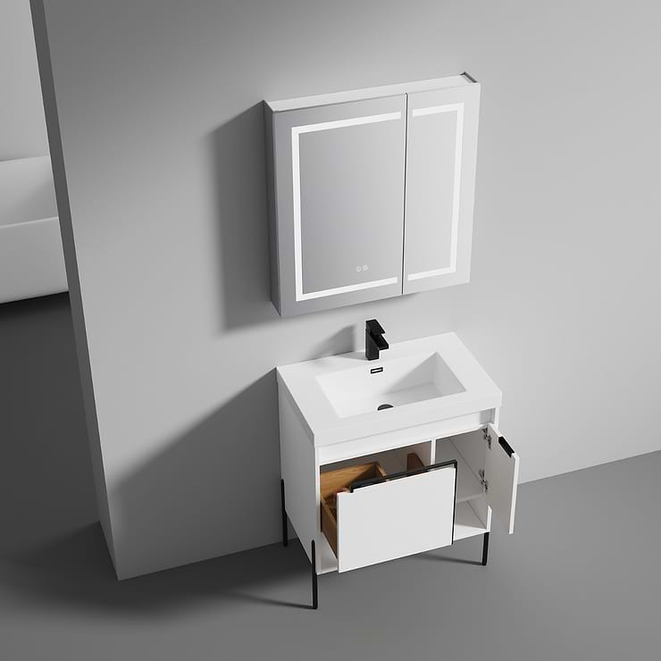 Kaleb 30'' White Vanity and Counter