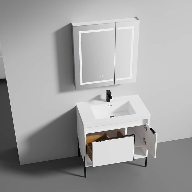 Kaleb 36'' White Vanity and Counter