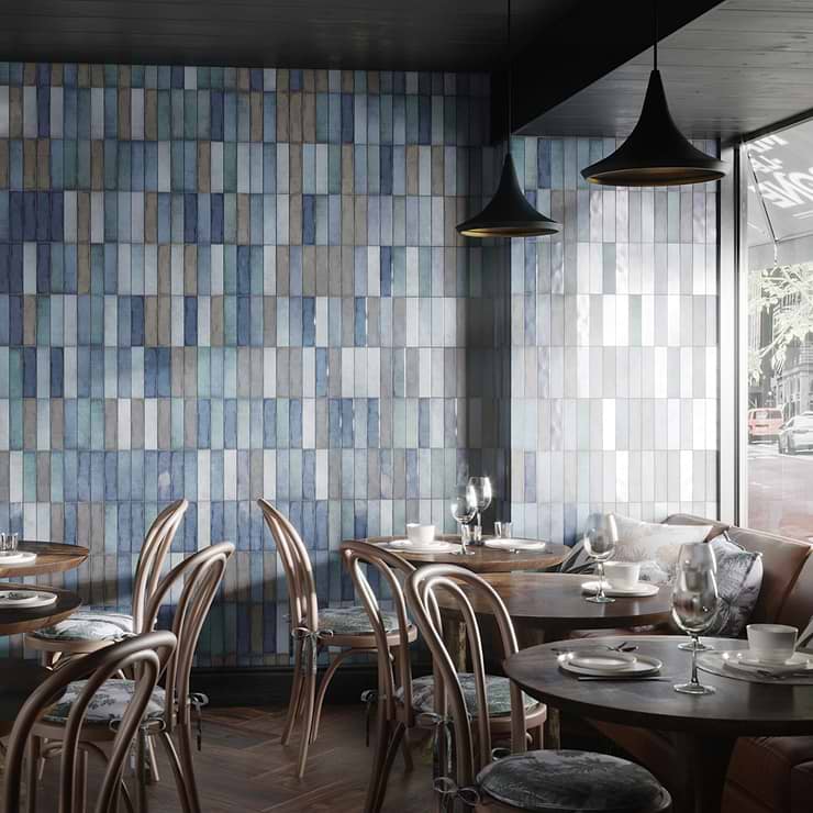 Color One Lake Blend 2x8 Cement and Lava Stone Tiles