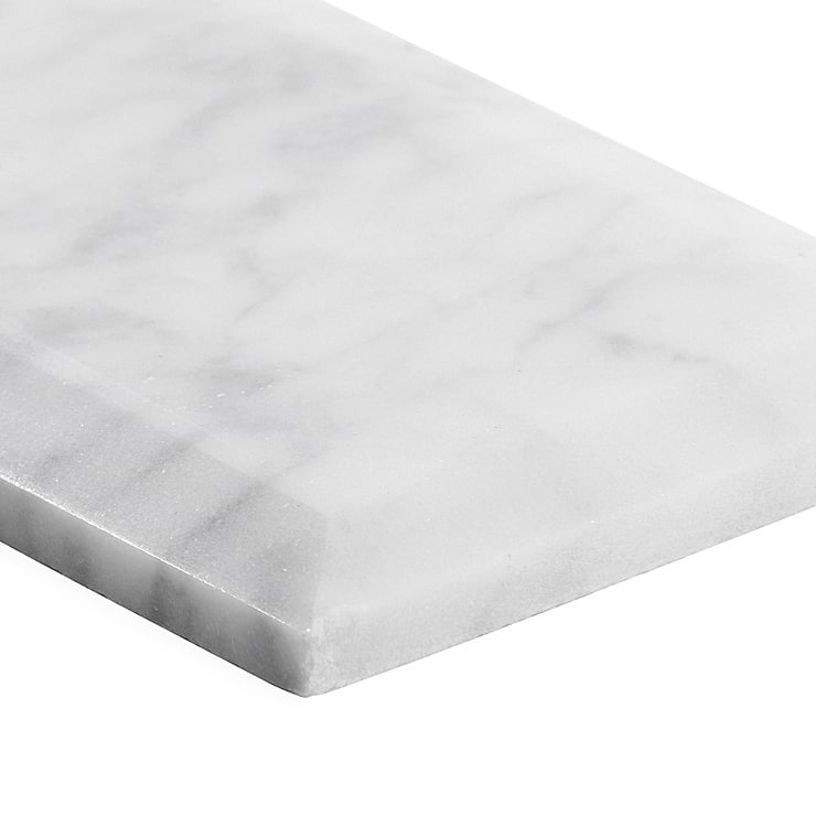 Carrara White 3x6 Beveled Polished Marble Subway Tile