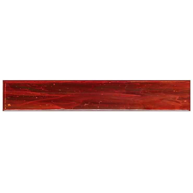 Komorebi Brick Bonfire Red 2x12 Polished Glass Subway Tile