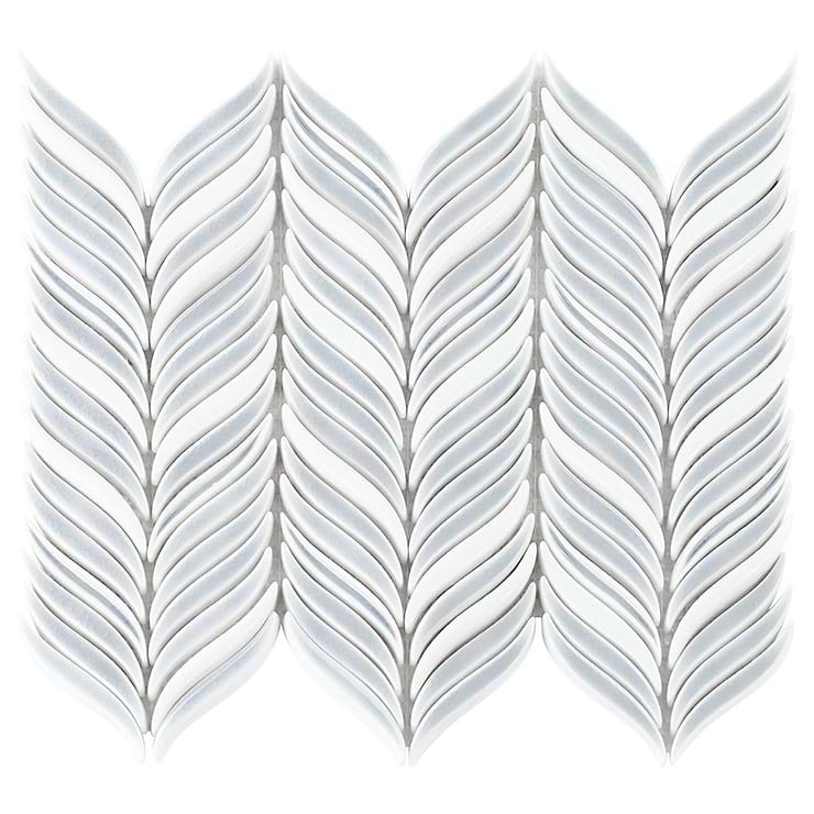 Nabi Alula Arctic Blue Chevron Crackled Glossy Glass Mosaic Tile