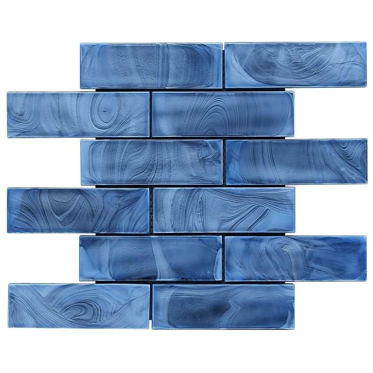 Magico Iridescent Sky Blue 2x6 Polished Glass Mosaic Tile