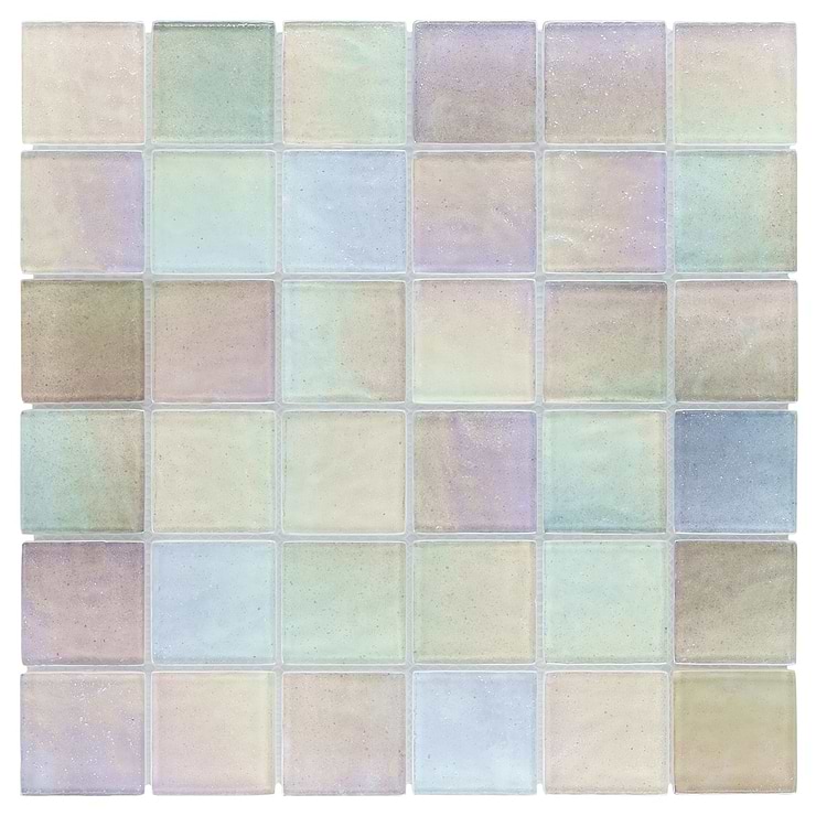 Splash Glacier White 2x2 Polished Glass Mosaic Tile