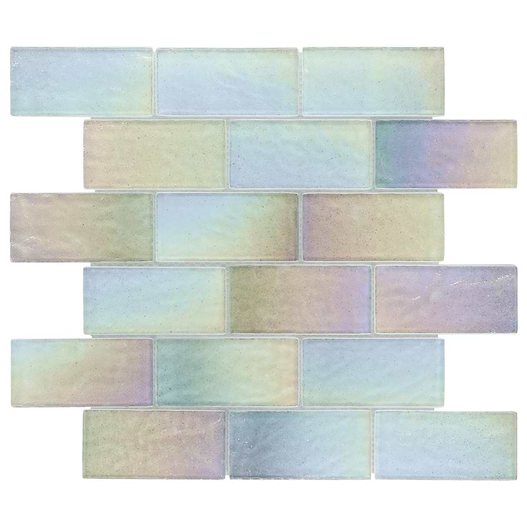 Splash Glacier White 2x4 Polished Glass Mosaic Tile