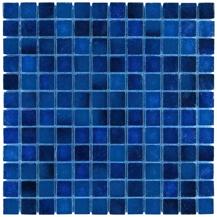 Splash Lagoon Blue 1x1 Polished Glass Mosaic Tile