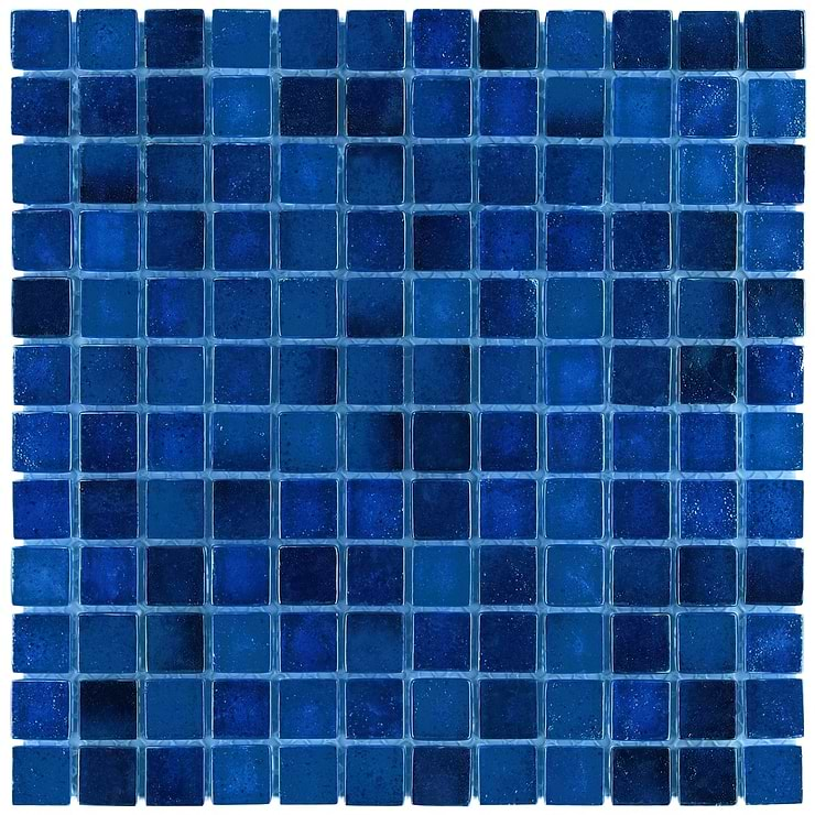 Splash Lagoon Blue 1x1 Polished Glass Mosaic Tile