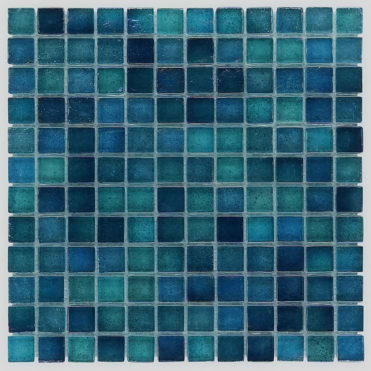 Splash Tropical Blue 1x1 Polished Glass Mosaic Tile