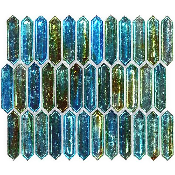 Komorebi Picket Juneau Spring Multicolor 1x3 Polished Glass Mosaic Tile